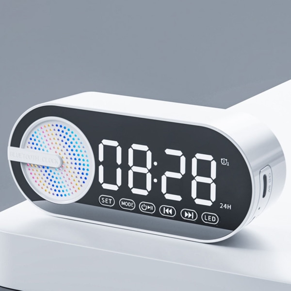 Bluetooth kompatibel AI-klocka Färgglad LED Digital Dispaly-klockalarm för sovrum Black