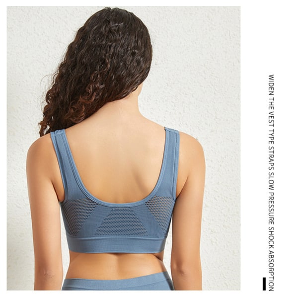 Dam ihåliga sport-bh Seamless Fit linne underkläder för kvinnor dagligt slitage Aquamarine 4XL