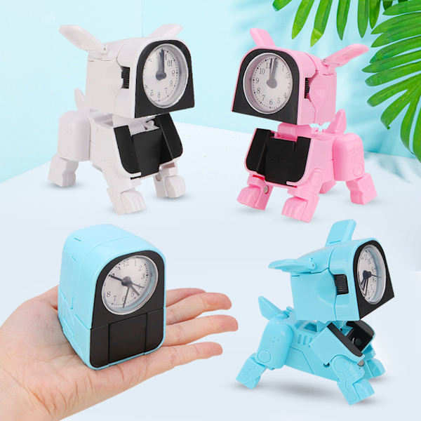 Deformation Hund Väckarklocka Söt Robot Valp Wake Up Timer för barn Blue