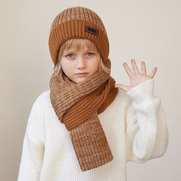 Barnmössor Scarf Set Vindtät Värmande Barnmössa för utomhusbruk Red Wine