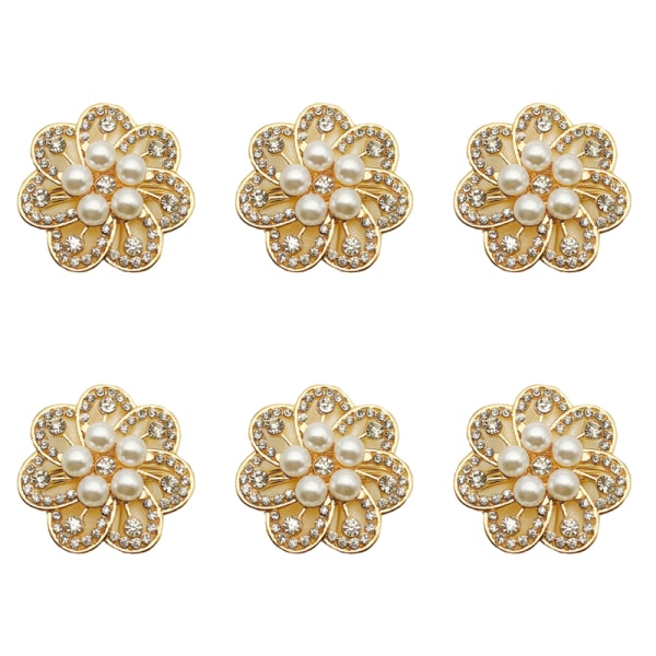Servettknapp Hotell Serviser Pearl Flower Diamonds Festival Servettspänne Bord Tillbehör Imitation Gold 6 Piece Set