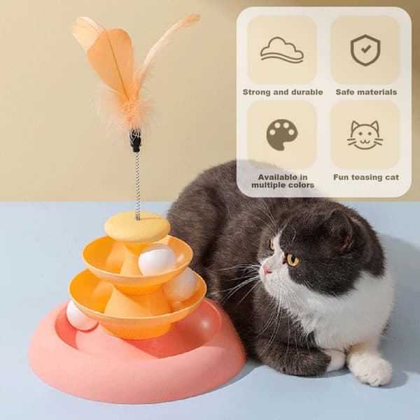Plast Cat Roller Leksaker Cat Self-entertainment Teasing Roller For House Green