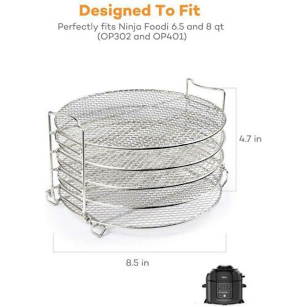 5 lager rostfritt stål Grillställ Grillspett Grill Bakplåtsställ för Air Fryer 8qt gryta Black