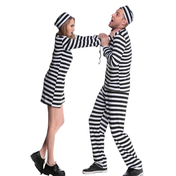 Fångkläder Cosplay Kläder För Kvinnor Män Långärmad Randig Rollspel Kostym Male Money M