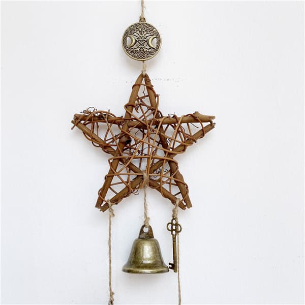 Väggmonterade Häxa Wind Chimes Handgjorda Star Rotting Ring Bells Dekoration För Hem Vardagsrum Sovrum B