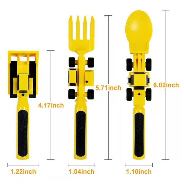 Kid Bulldozers Utseende Servis Multifunktionell Snygga Desserter Gafflar För Kök Engineering Vehicle Bundle