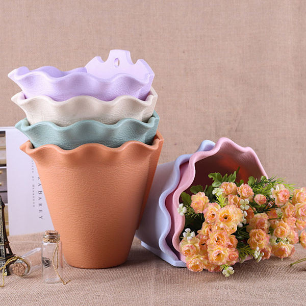 Vägghängande kruka Plast Bekvämlighet Väggfäste Blomkruka Växter Behållare Korg Kruka för inomhus utomhus Beige