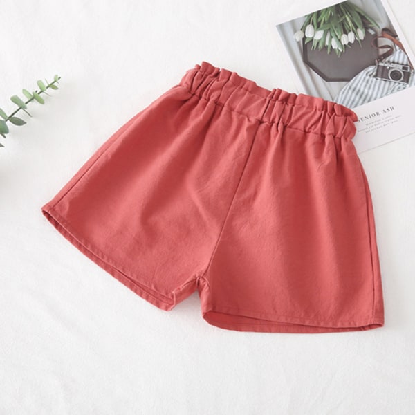 Tjejer Härliga shorts med elastisk midja Byxor Causal Bekväma korta byxor för inomhus utomhus Red 120cm
