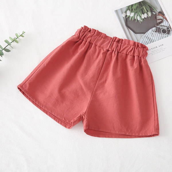 Tjejer Härliga shorts med elastisk midja Byxor Causal Bekväma korta byxor för inomhus utomhus Red 140cm