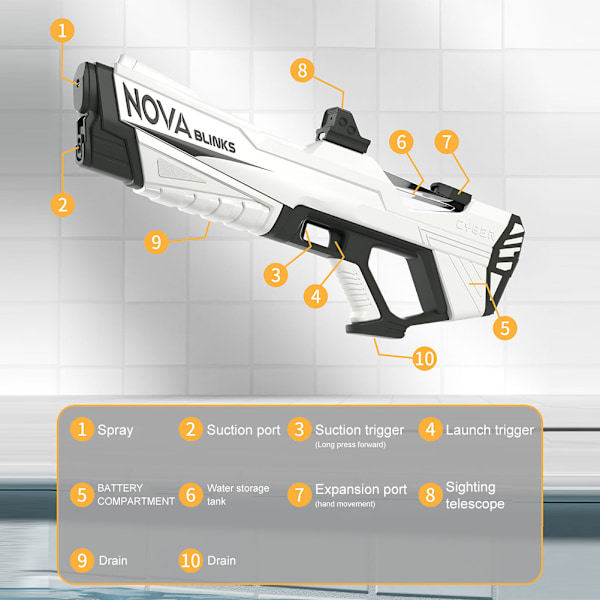Automatisk sugvattenpistol leksak bärbar starkaste vattenkamp leksaker för simbassäng Yellow