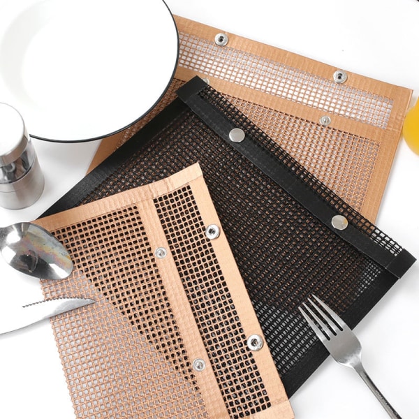 BBQ Grill Mesh Bag Återanvändbar Lätt att rengöra Non-Stick Mesh för utomhus picknick matlagning Grill Black 22*27CM