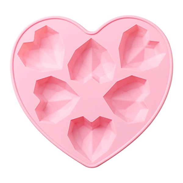 Silikon Kärlek Tårtformar 6 Kavitet Diamant Kärlek Hjärta Fondant Dekorationsverktyg 3D DIY Choklad Bakverk Molds Bakning Tillbehör Pink