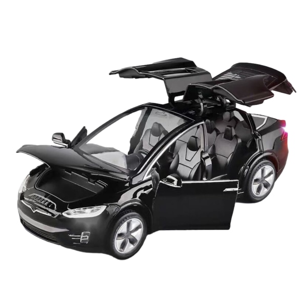 1:32 Bilmodell Leksaker Öppningsbar Glödande fordonsmodell för barn Presenter Black