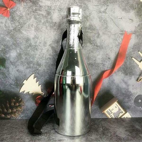 Champagne Spargris Multifunktionell vinflaska formad penninglåda förvaringslåda Kreativ prydnad med axelrem Red