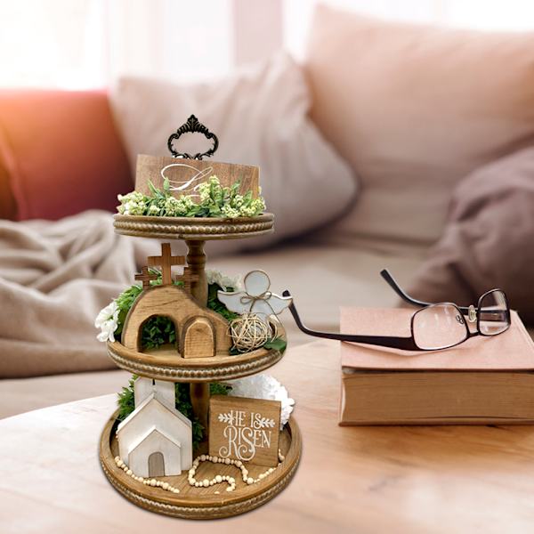 Jesus Tomb påsk bricka Bundle Kit Scen Ornament Trästaty Heminredning A