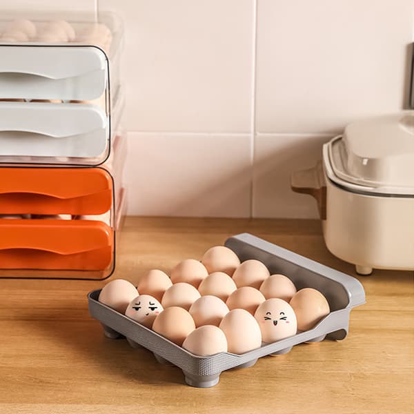 Double Layer Egg Crisper Förvaringslåda Universal platsbesparande äggbricka för köksskåp Grey