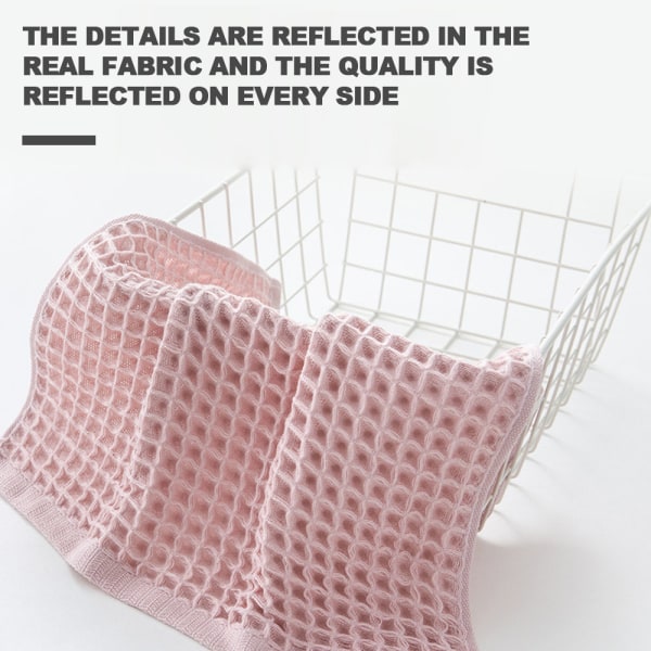 Renfärgad bomullsvåfflor fyrkantig handduk Lätt extra absorberande handduk för hemresor Light Pink