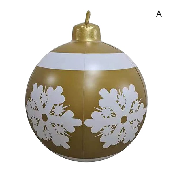 Utomhus jul PVC uppblåsbar dekorerad boll med uppblåsningspump 60 cm i diameter trädgårdsgård gräsmatta festivaldekor B