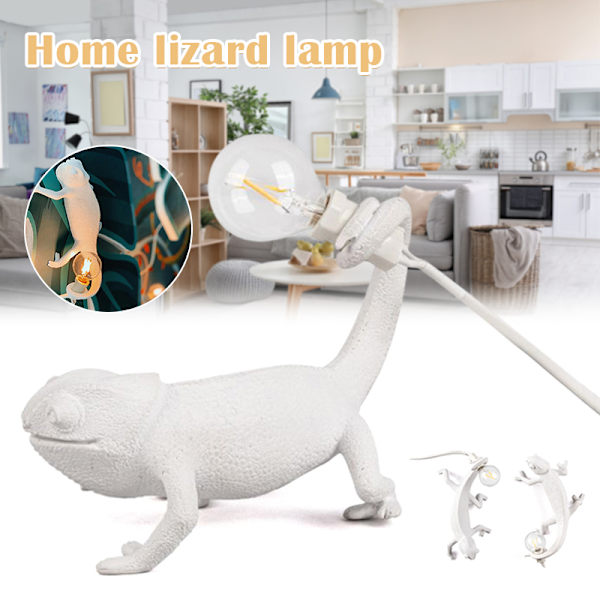 Chameleon Lamp Sovrum Resin Chameleon Skrivbordslampa Sänglampa Ljus Vägglampa AU Plug