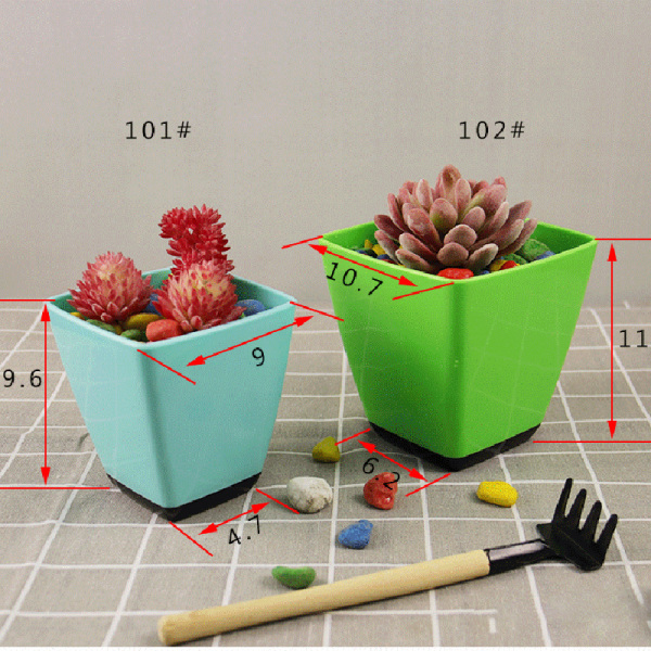 Färgglada blomkrukor med bottenbricka Fyrkantig PP-växtkrukor Suckulentkrukor plantskola för ditt rum Trädgårdskontor Dark Green A