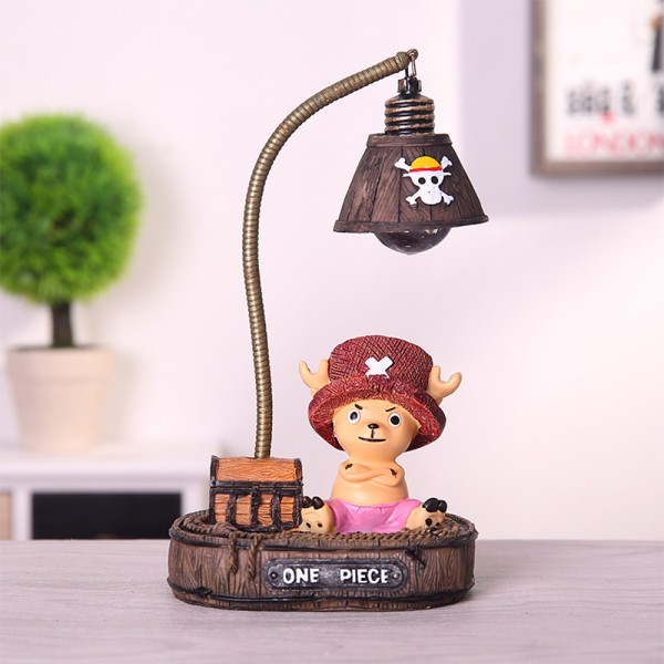 Ett stycke modell lampa harts japansk anime staty bordsprydnad med ljus Monkey D Luffy