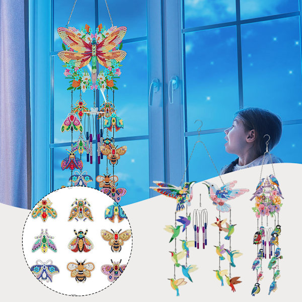 Gör-det-själv-prickade diamant-målning Wind Chimes Kit Robust charmig dekorativ rekvisita för balkong uteplatser Pfl502