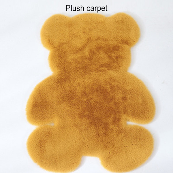 Söt djurformad matta konstgjord fluffig tecknad björnformad matta Faux kaninhår för hemmet sovrum Vardagsrum Golden 45cm*60cm