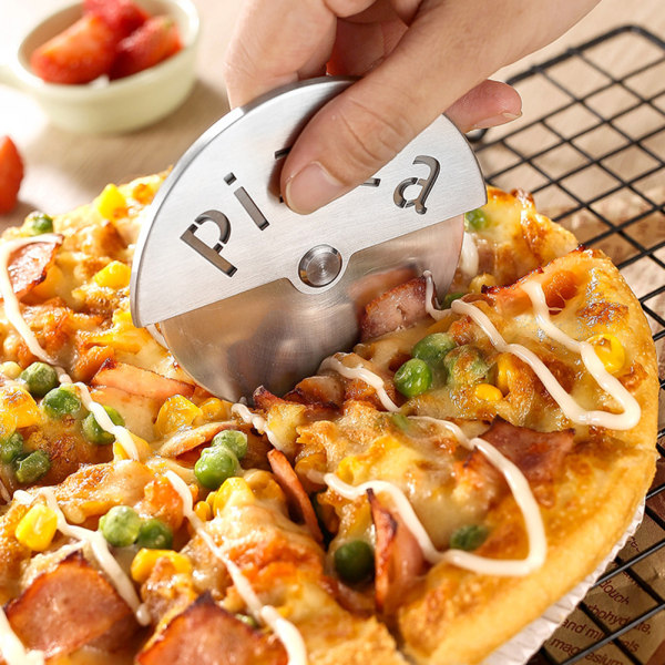 Pizzaskärare i rostfritt stål Non-stick Non-Slip för att skära pizzakakavåfflor C