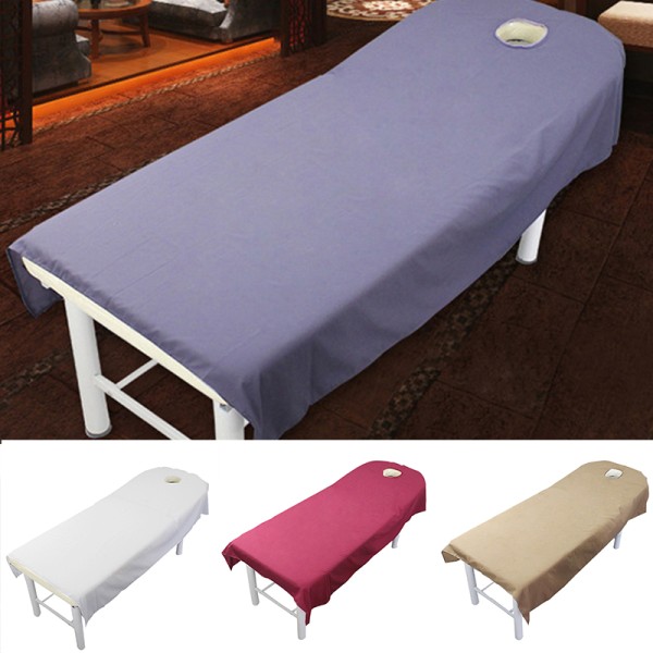Massagebordsduk med ansiktshål Tvättbar Återanvändbar cover för skönhetssalong Enfärgad Coffee 80cmx190cm Opening