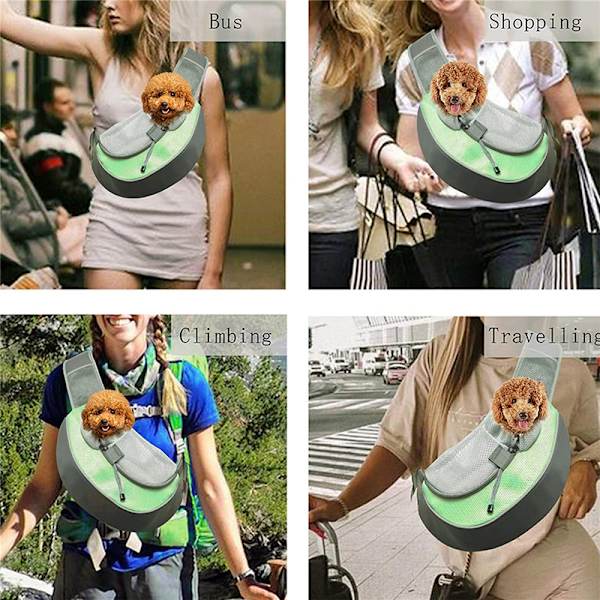 Pet Sling Bag Andas Mesh Justerbar Vadderad rem Outdoor Tote Axelväska för små husdjur Purple L