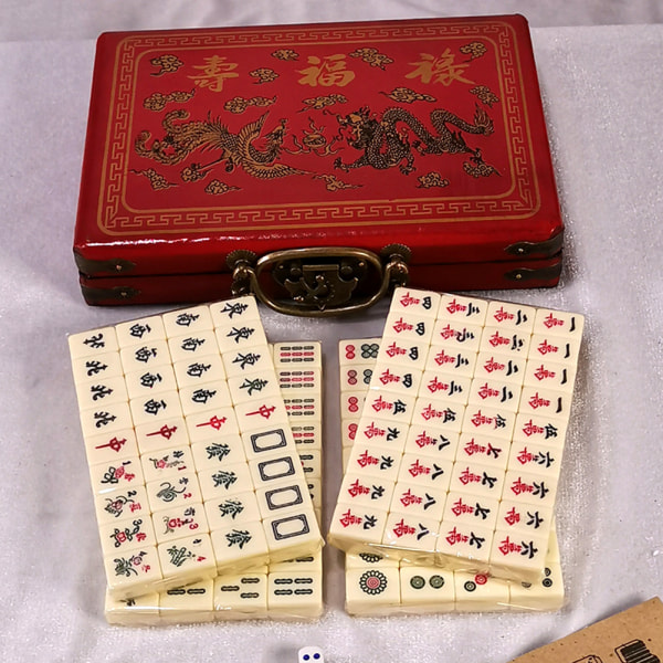 Underhållning Mahjong plattor med handtag case Logiskt tänkande Träningsspel Present till vänner Familj A
