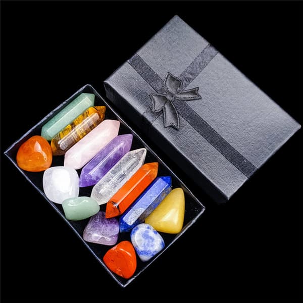 7 Chakra Sten Set Mors Dag Present Meditation Stone Yoga Amulett med presentförpackning