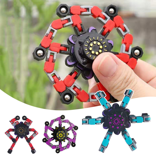 Transformerbar Mecha Chain Fingertop Spinners Toy Anti Pressure Avslappnande Baubles Leksak För Barn Pojke Flicka Vuxen Yellow