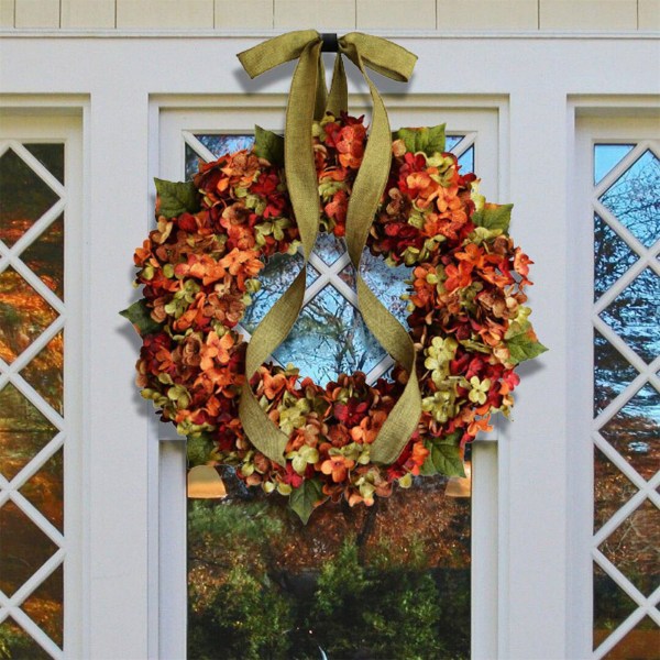 Höst krans hortensia krans ytterdörren hängande prydnad realistisk krans Thanksgiving fest Festival dekoration A