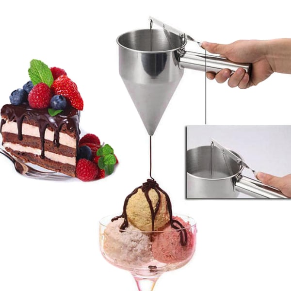 Donut Cupcake Smet Dispenser i rostfritt stål Tratt Pannkakstillverkare Hjälpställ Fjäderbelastat handtag