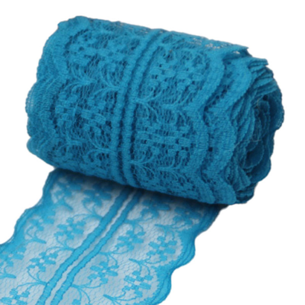 10 m spetsbandsrulle 4,5 cm bred icke-elastisk färgglad spets DIY broderi dekoration för sömnad inslagning bröllop Blue