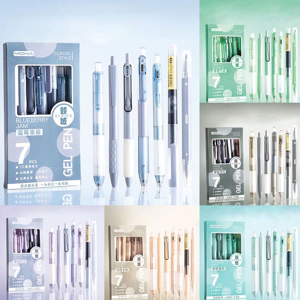 7 st svart gelpenna för studenter 0,5 mm Retractable Gel Pen Multipurpose Smoothing Ink Pen Back To School Present E
