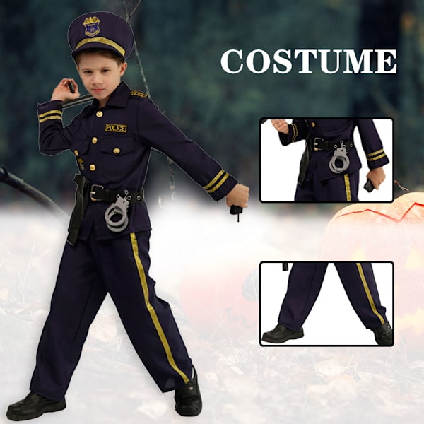 Cosplay Polisuniform för pojkar Temafest Scenframträdande Rollspel Kostym EE108 M