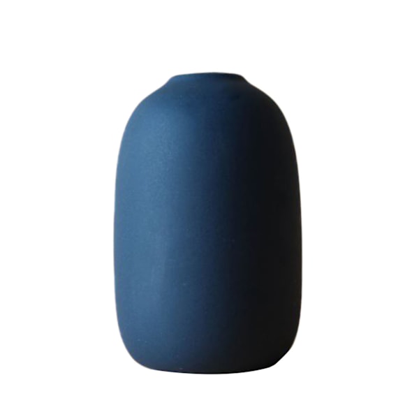 Nordisk keramikvas Morandi Färg Enkel konst Blomkruka dekoration med liten flaskhals för hemmatorkade växter Blue S