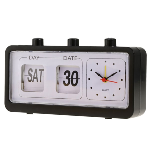Retro kalender flip klocka sängkant fyrkantig klocka med 3 tryckknappar hushåll White
