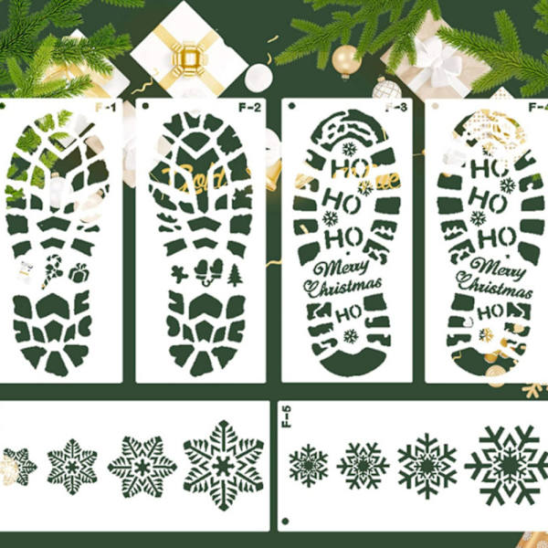 Christmas Footprints Mall Personlig lätt att torka snöflinga gör verktyg för golv 6PCs