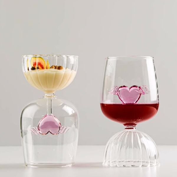 Alla hjärtans dag rosa hjärta vinbägare Hushållssnygga vinkoppar för restaurangfester 350ml