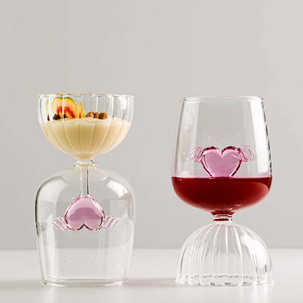 Alla hjärtans dag rosa hjärta vinbägare Hushållssnygga vinkoppar för restaurangfester 500mL