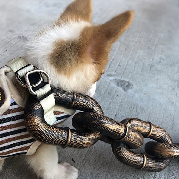 Rolig hundkoppel Simulering Livsliknande järnkedja Lätt plast Dragrep För hundpromenader Silver Large 3 M