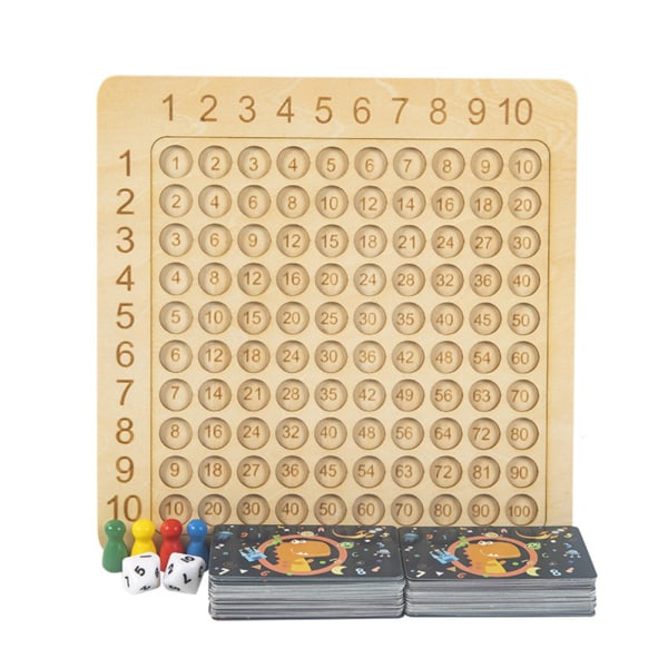 99 Multiplikation Träbräde med tärningar, rolig matematikleksak, pedagogiskt brädspel för barn och familj
