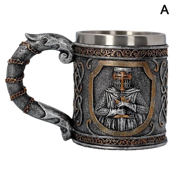 Knight Skull ölmugg drickskopp i rostfritt stål Halloween present ölbägare