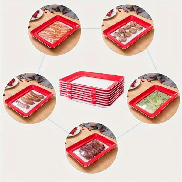 Vakuum enkelsidig konserveringsbricka Stor kapacitet Anti-slip Bento Box för kök 4pcs