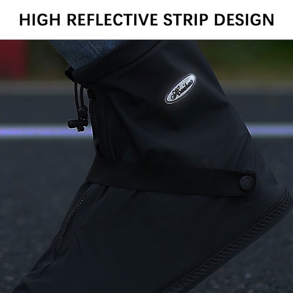 Vattentäta skoskydd, halkfria, återanvändbara, tjocka skor med reflex för utomhuspromenader Black 3XL