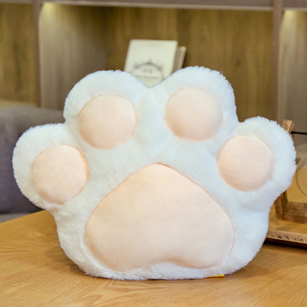 Cat's Paw Kudde Söt plysch liten storlek Lättvikt Vinterhandvärmare för flickor sovkudde White