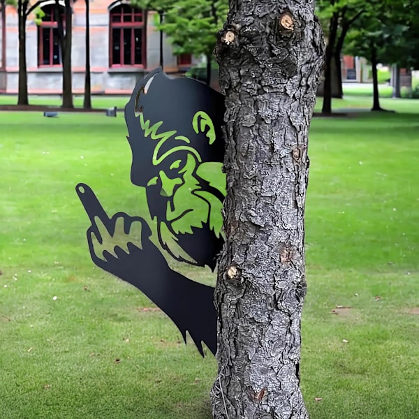 Hund Trädgårdsdekoration Metall Hund Trädgårdspinnar Långfinger-Bulldog Metallpinne För Uteplatser Dekor Large